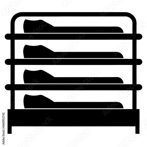 Black Shoe Rack Icon on White