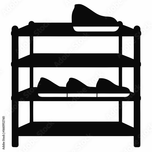 Black Shoe Rack Icon on White