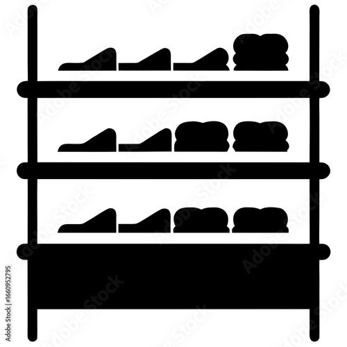 Black Shoe Rack Icon on White