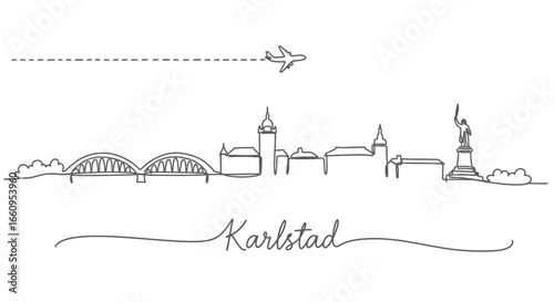 Karlstad Sweden Skyline with Minimalist, Travel, and Line Art.