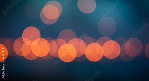 Abstract Bokeh Lights Background in Warm Orange and Teal