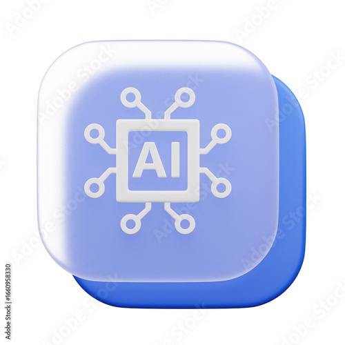 3d glassmorphism icon AI