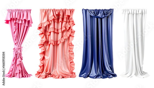 Elegant Curtains Collection Pink Coral Blue and White Drapes