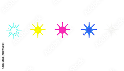 Colorful Spiky Starbursts in a Row