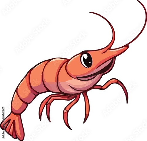 Cute cartoon a illustrator vector prawn