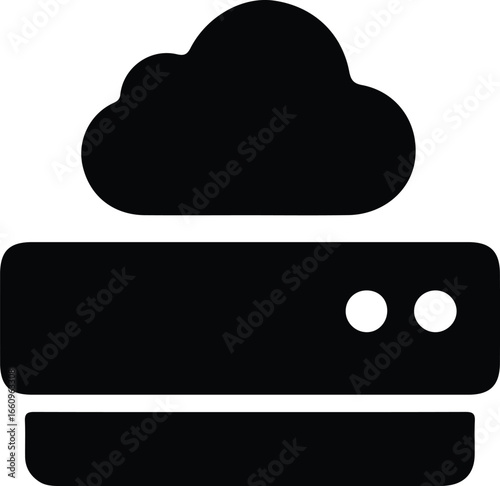 Illustrator Vector Cloud computing network server and database concept silhouette
