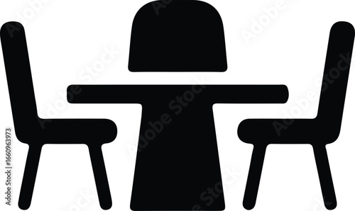Illustrator Vector Dining table with two chairs furniture silhouette