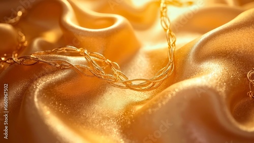 Golden Chain and Silk Art Combination Picture