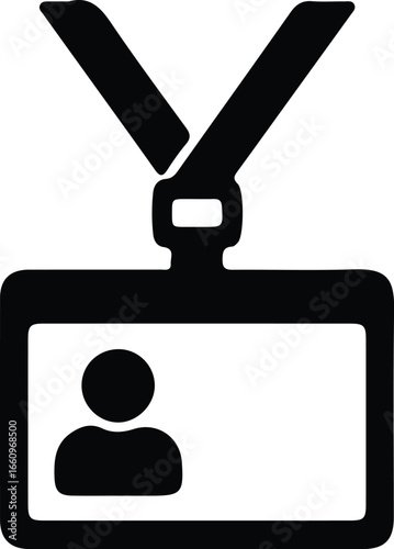 Illustrator Vector Identification card with lanyard for conference attendee silhouette