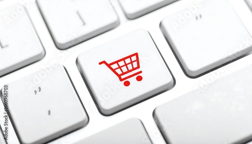 Shopping cart key on a computer keyboard