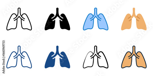 Healthy Lungs icon set multiple style collection 

