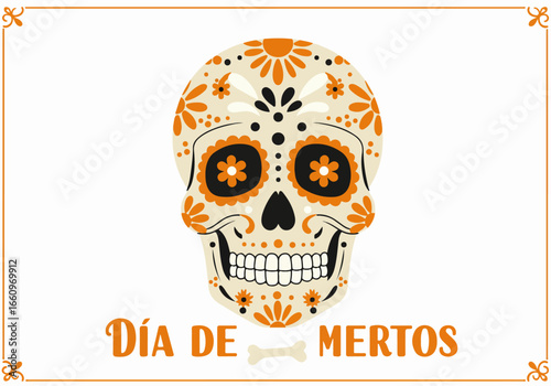 Dia de muertos skull with transparent background