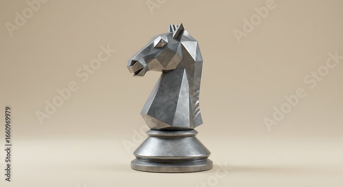 Modern geometric abstract rendering of knight piece