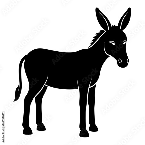 Charming black donkey silhouette standing patiently, perfect for farm, rural, or whimsical themes.
