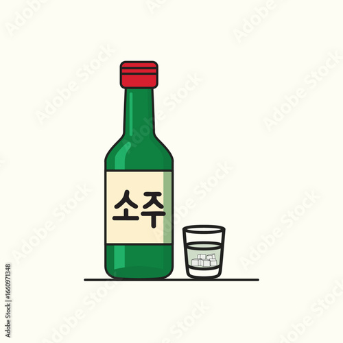 Fresh korean soju drink bottle vector illustration