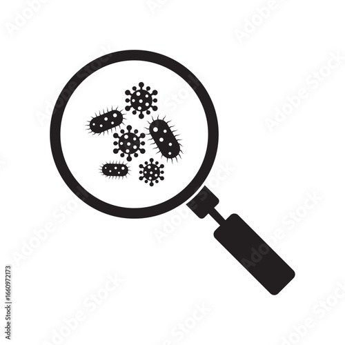 bacteria magnifying glass flat icon vector