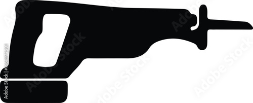Illustrator Vector Reciprocating saw modern construction equipment black silhouette