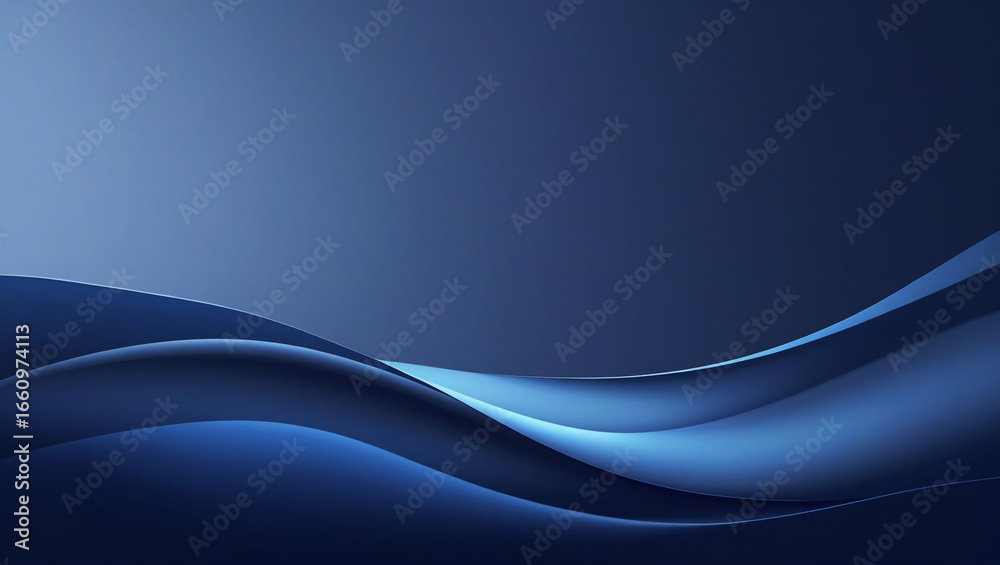 Fototapeta premium Abstract blue background wallpaper design graphic art modern dark light smooth curve wave gradient texture