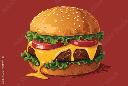 A delicious cheeseburger with fresh toppings.