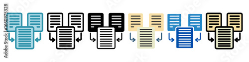 Merge Task Multi Style Mini Illustration Icon. Use For Modern Concept, Print, Ui, Ux Kit, Web And App Development. Vector Related To Office, Education, Examination And More