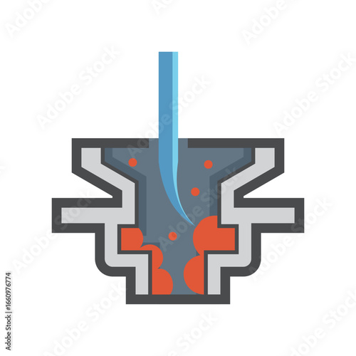 House cleaning color vector icon illustration in cross-section view, showing sharp tool to remove waste from floor drains for unclogging problems. Ideal for plumbing maintenance, drainage system care.
