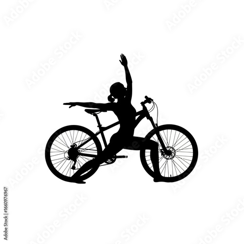 Find your balance with yoga and cycling, silhouette shows mindful fitness and healthy living concept