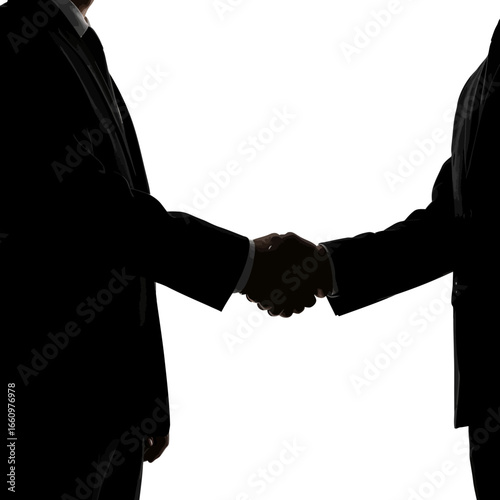 Seal the deal with a firm handshake between two ambitious business partners in dynamic silhouette