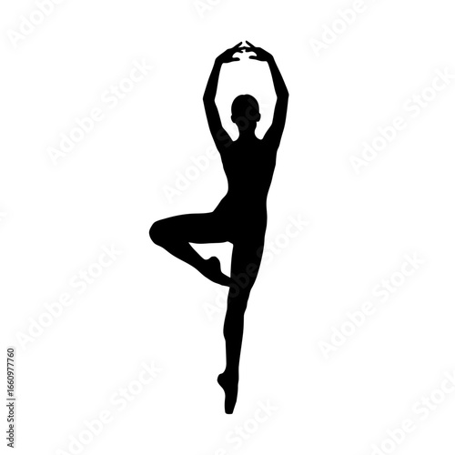 Elegant silhouette of a ballerina performing on pointe, expressing grace and poise in a dance studio