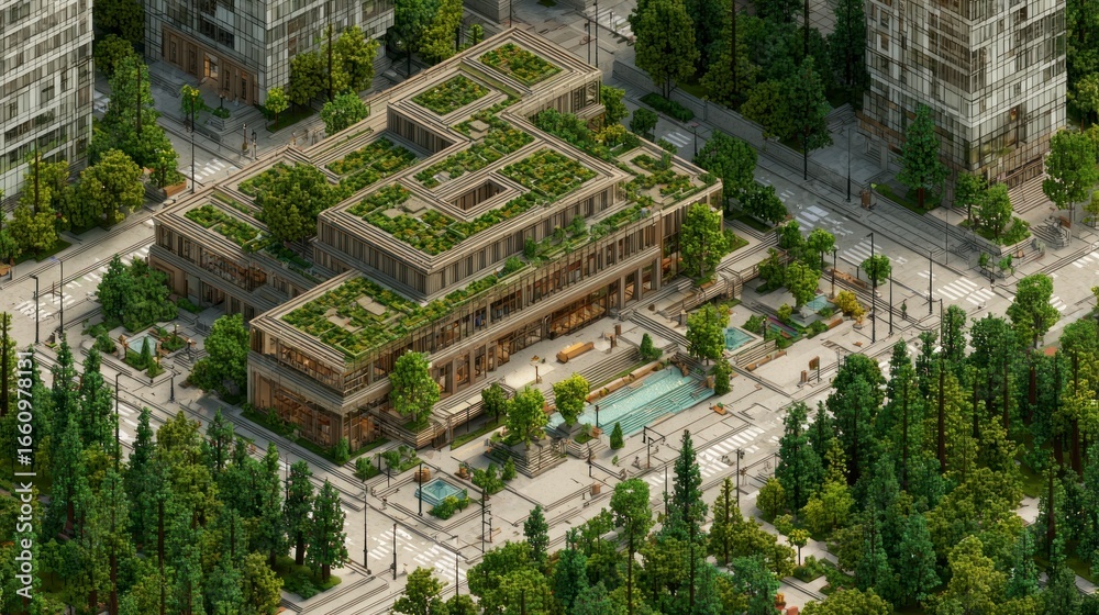 Fototapeta premium Sustainable urban building complex