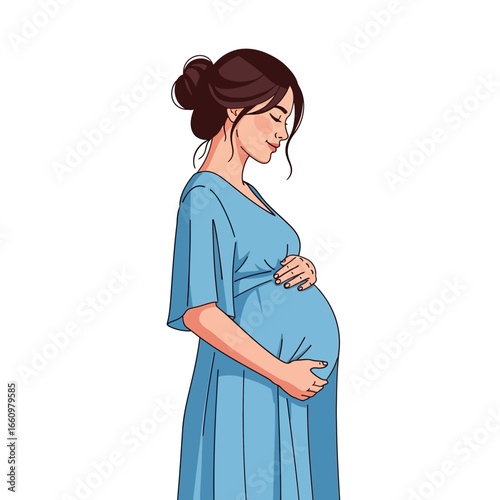Expecting mother lovingly holds her baby bump in anticipation of new life and joyful family moments