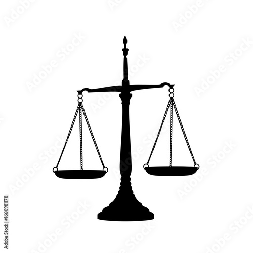 Elegant scales of justice silhouette symbolizing fairness, legality, and legal representation in judicial matters