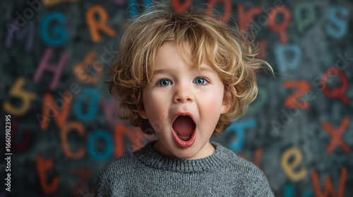 Child with Open Mouth Expression Speech Sound Disorder Concept. Language and Communication Disorder Illustration. Young Boy Showing Speech Therapy Expression, Child Speech Sound Disorder Mental Health