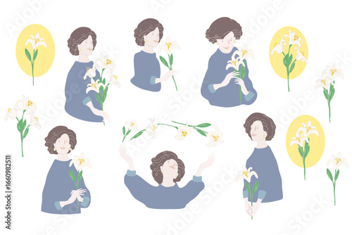 ゆりの花とマダム