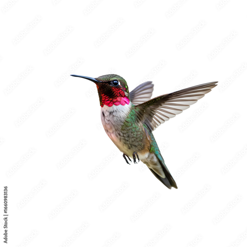 Fototapeta premium Hummingbird in Flight: Vibrant Colors, Sharp Detail
