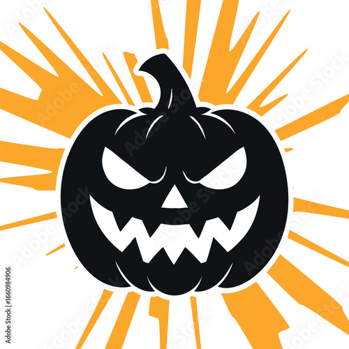 Spooky Jack-O-Lantern with Orange Burst for Halloween Festivities