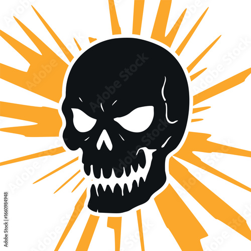 Spooky Skull Halloween Concept Illustration