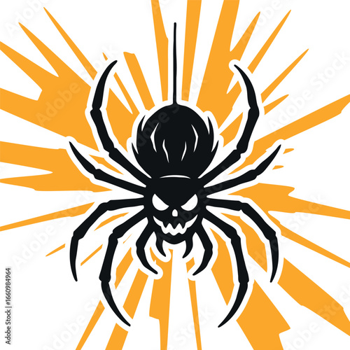 Spooky Spider with Orange Burst for Halloween Festivities