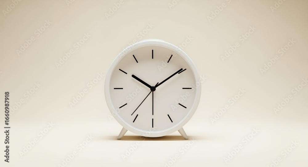 custom made wallpaper toronto digitalMinimalist White Alarm Clock on Beige Background