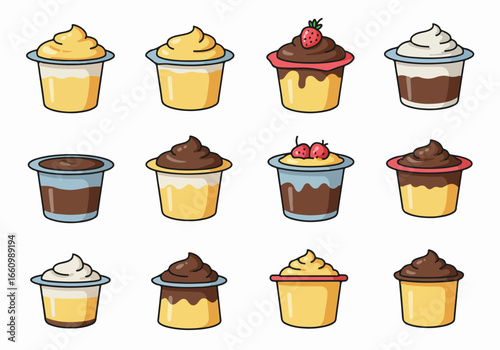 Dessert cups with cream and fruit toppings