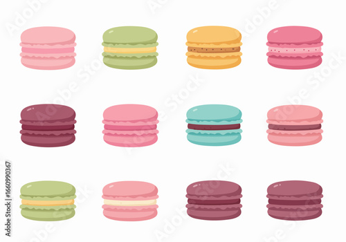 Colorful macarons assortment with transparent background