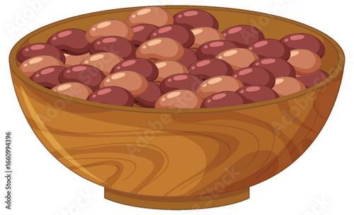 Wooden Bowl Filled with Red and Brown Beans