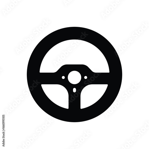 Black solid icon for steering wheel