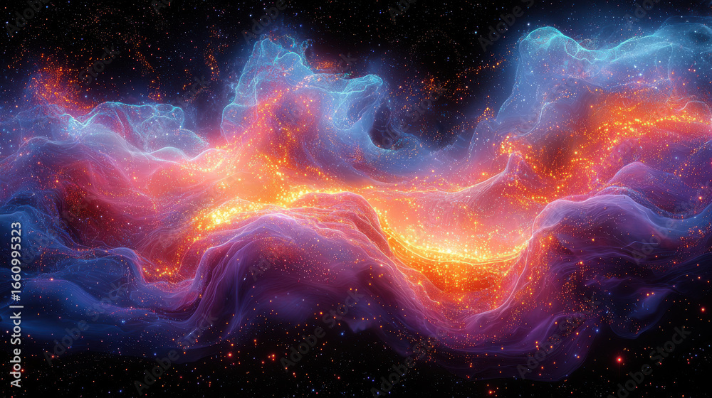 Fototapeta premium A vibrant, pulsating circuit cyberspace, a canvas woven from the threads of artificial intelligence, where intricate pathways and glowing nodes connect in an ethereal dance, a testament to the 