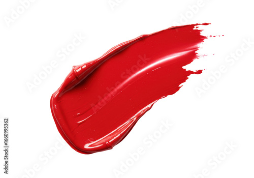Isolated Bold Red Lipstick or Paint Swatch Stroke on White Background