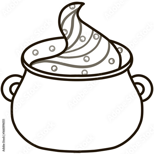 black and white cauldron with whipped cream clip art preview