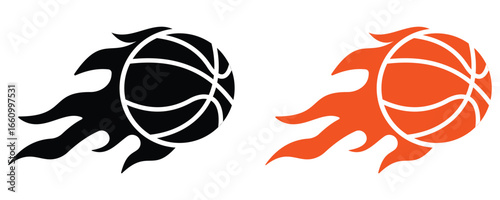 Fire basketball icon logo design vector. Fire basketball ball sign and symbol. Sports equipment, player and more. Vector illustration.