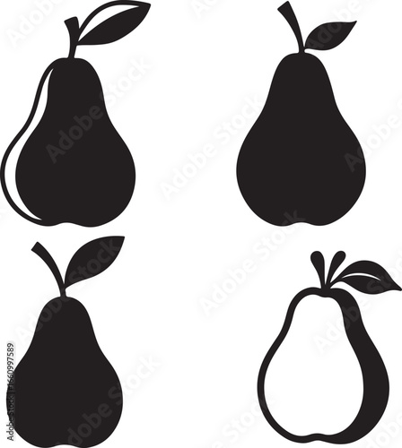 Simple hand-drawn style pear silhouette with leaf for fresh produce branding and design