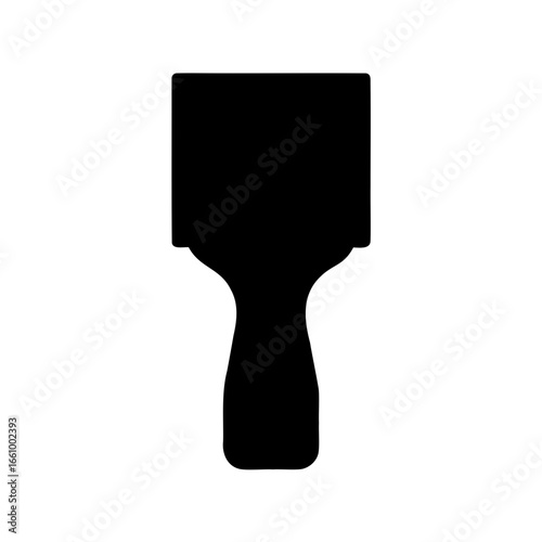 Black silhouette of a putty knife or scraper tool on white background