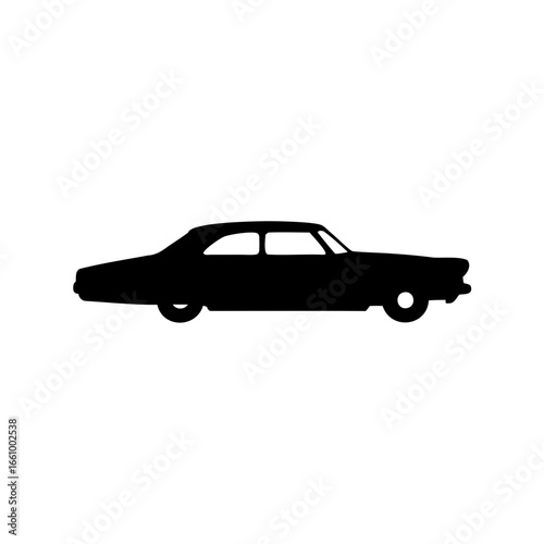 Silhouette of a vintage car, possibly from the late 1960s or 1970s