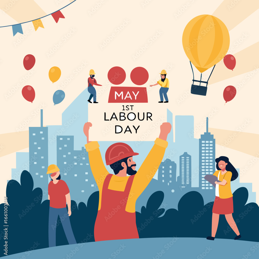 Obraz premium Labor Day Poster. International labour day. Labour day vector illustration stock illustration 